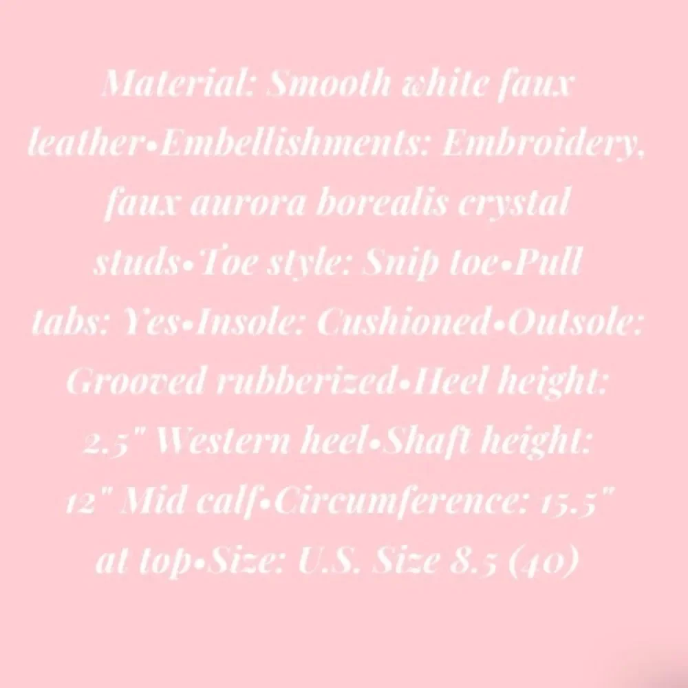 White Cowgirl Boots with Crystal Studs - Picture 11 of 11
